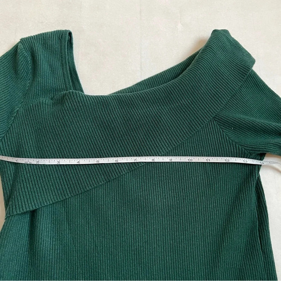 LILLUSORY Womens Rib Knit Sweaters One Shoulder Pullover Top Sweater Green Sz S - Picture 6 of 9